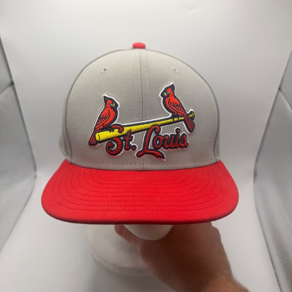 Fanatics St Louis Cardinals MLB Fitted Hat Grey Red Sz Mens 7 1/2 Baseball Cap